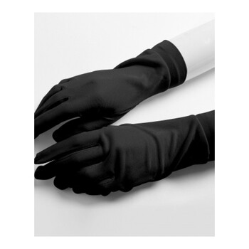 真丝手套-真丝-防晒防紫外线-女士手套-加厚款桑蚕丝手套 黑色 手膜短