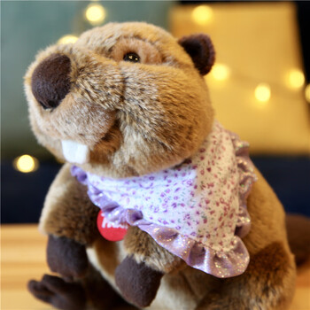 【七夕情人节礼物】意大利trudi呆萌河狸套装河狸毛绒玩具玩偶新