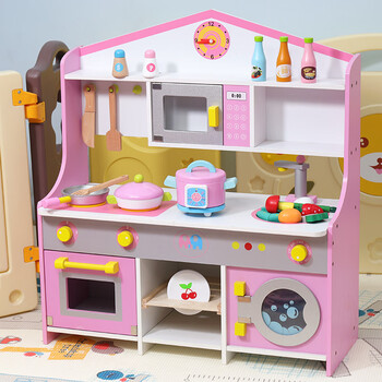 3-9岁男孩仿真玩具套装做饭厨具切切乐木制送孩子生日礼物小厨房玩具