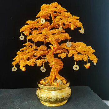 铜丝发财树铜丝发财树摆件编织车载龙铁丝摇钱树制作工艺品串珠店铺铝