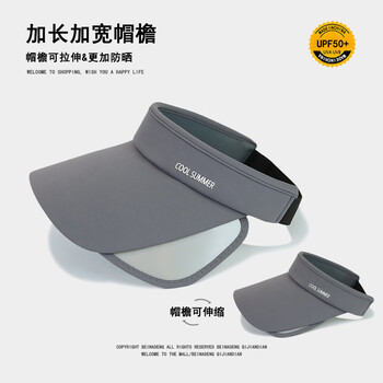 溥畔防晒帽男款夏季遮脸帽子防紫外线遮阳帽韩版潮空顶帽太阳帽男新款 灰色 可调节