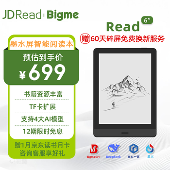 JDRead 联名款 BIGME Read电子书AI阅读器6英寸墨水屏电纸书智能AI阅读本 支持4大AI模型 AI阅读器