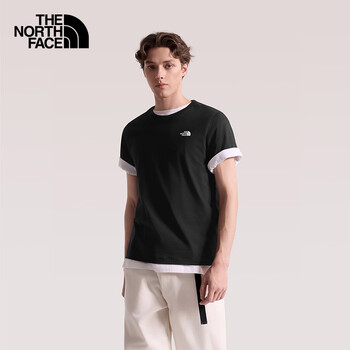 The North Face北面男女同款印花短袖T恤户外透气  黑色/JK3 M