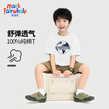 马克华菲（MARK FAIRWHALE）2026童装中大童纯棉短袖男女童户外运动速干T（建议拍大一码） M地球白色（包边短袖） 130