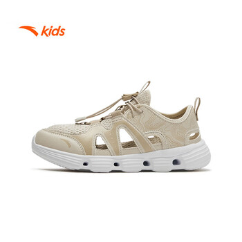 安踏儿童凉鞋运动沙滩鞋大童鞋2026年夏季新款防滑涉水溯溪鞋子 白垩色/生木色 -2 35