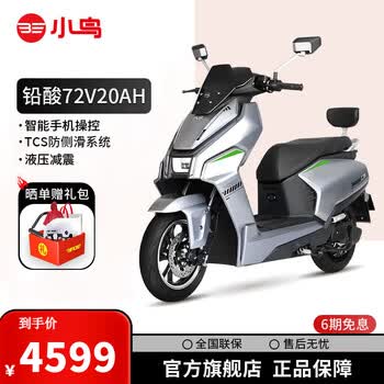 小鸟电动车月壤大功率电动摩托车72V成人高性能电摩高速踏板外卖专用两轮摩托车月壤 九号银/3000W电机/TCS防侧滑