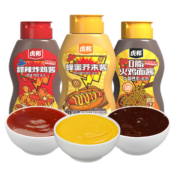 虎邦韩式炸鸡辣酱组合690g 甜辣炸鸡酱+蜂蜜芥末酱+0脂火鸡面酱