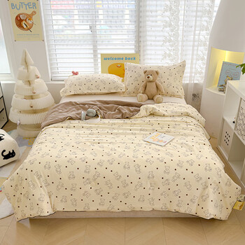 CIBOAKIEIG抗菌防螨A类可水洗夏季凉感被 皱皱棉空调被 双人超薄清爽家用 小熊院长 150cm*200cm 夏凉被