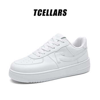 Tcellars小白鞋男鞋春夏新款低帮厚底板鞋简约百搭透气舒适休闲鞋子男款 复古白 39