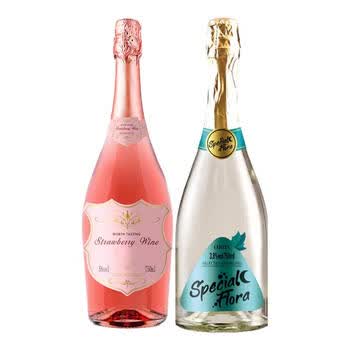 凯斯蒂隆出品微醺草莓味汽酒果味气泡酒配制酒充气型配制酒 5度 750mL 1瓶 +3.8度苹果气泡1瓶