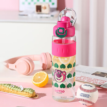 杯具熊双饮大容量运动健身水壶便携户外骑行旅游tritan材质夏天水杯 双饮运动壶-阳光草莓熊1100ml