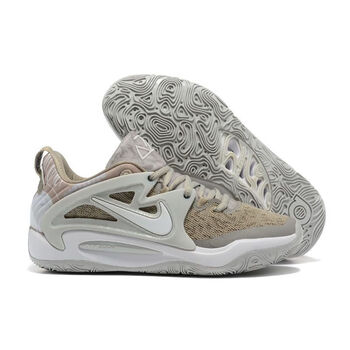 hkjl杜兰特5代篮球鞋男kd5黑白男女全掌气垫耐磨防滑实战 kd5卡奇  全