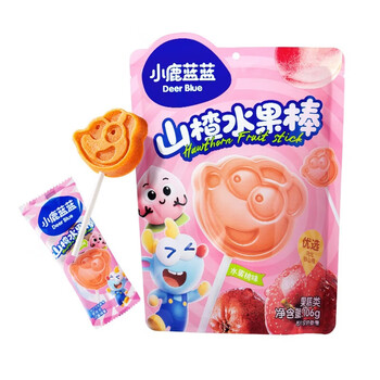 小鹿蓝蓝山楂棒棒糖儿童零食无添加色素宝宝水果味糖果 【水蜜桃味】山楂水果棒/106g