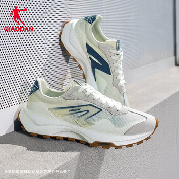 乔丹（QIAODAN）【99元福利特惠】男鞋休闲鞋网面透气夏季厚底复古户外运动鞋 象牙色/淡灰 【2407】 42