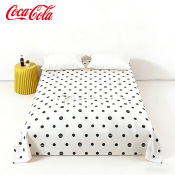 可口可乐亲肤磨毛加厚床单单件防脏被罩 小波点黑 230cm*245cm