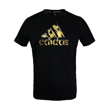 阿迪达斯（adidas）男款圆领透气舒适百搭户外运动休闲短袖ADITSG2-BG 黑金 S