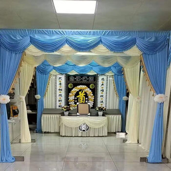 殡仪馆幕布 灵堂布置全套背景布丧葬幕布白事灵棚装饰布幔孝堂黑白