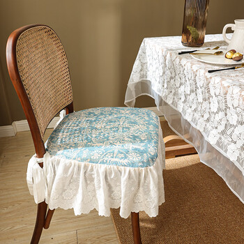 米穗防水防油亚麻椅垫蕾丝北欧餐桌椅子垫法式座椅垫美式坐垫套可拆洗