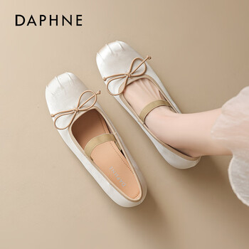 达芙妮玛丽珍女鞋2026新款夏季配裙子凉鞋方头小皮鞋浅口芭蕾单鞋 青城灰 35