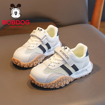 巴布豆童鞋男童春秋款百搭舒适跑鞋2025中大童软底休闲鞋夏儿童运动鞋女 米/黑（单网）62073 30 适合脚长18.3cm