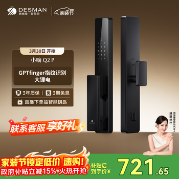 德施曼（DESMAN）智能门锁密码锁入户门 电子锁家用防盗指纹锁小嘀Q2P【一价全包】