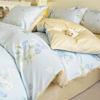 兰芮四件套床上用品纯棉亲肤裸睡套件全棉四件套 雾莲 1.5/1.8m 床单款 被套200*230cm