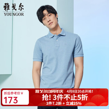 雅戈尔（YOUNGOR）短袖POLO衫男翻领扁机领设计呼吸棉吸湿透气领子保型性佳新品 GSPC533011IFA浅蓝 2XL