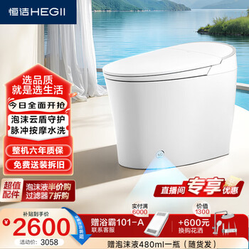 恒洁（HEGII）智能马桶云卫士G20泡沫盾清洗烘干一体带水箱DCE716A-305免费送装