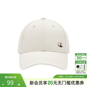 Champion冠军棒球帽情侣夏季男美式复古红色学院时尚遮阳鸭舌帽 米白（三色logo） 均码