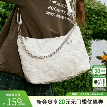 Champion冠军2025夏季新款单肩包幸运饼干男女情侣休闲斜挎包潮流 奶白 均码