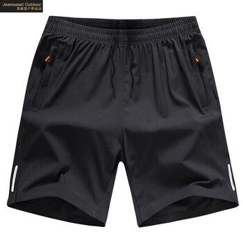 真维斯户外运动拉链口袋速干短裤夏季时尚百搭运动休闲跑步裤子款 黑色 M