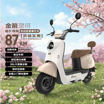 金箭电动摩托车【潮流玩家】灵可60V20AH铅酸电池长续航800W大动力一键启动踏板电动轻便摩托车 轻氧咖