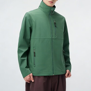 Timberland添柏岚外套男春秋款户外运动冲锋上衣防风加绒保暖软壳夹克 墨绿色/修身 M 175