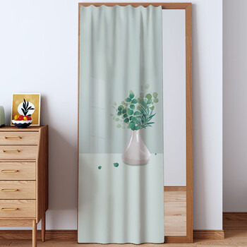 镜子遮挡帘镜子遮挡帘滑轨式拉帘全身穿衣镜防尘盖布化妆试衣落地镜