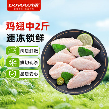大用单冻鸡翅中 2斤 冷冻鸡翅膀烤鸡翅炸鸡翅鸡肉 卤鸡翅中 清真食品