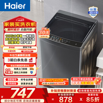 海尔（Haier）波轮洗衣机全自动家用租房10公斤大容量懒人去渍洗自编程一体上盖 家电补贴以旧换新EB100Z33Mate1 波轮