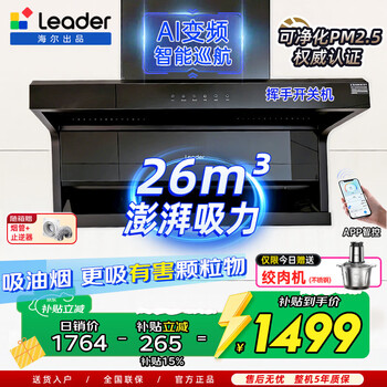 海尔【热销中】抽油烟机大吸力家用顶侧双吸一级能效 以旧换新灶具热水器 26立方统帅Leader F26净烟  【单油烟机】26m³吸力-63%用户选