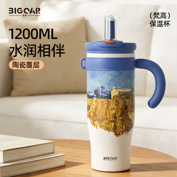 大卡（Big car）大卡高颜值保温杯大容量冰霸杯女生户外水杯保温保冷316不锈钢杯 梵高麦田 1200ML