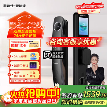 凯迪仕（KAADAS）Q20F Pro双摄 智能门锁人脸大屏可视猫眼监控全自动指纹锁密码锁  Q20F Pro双摄