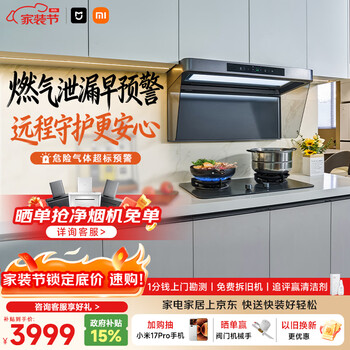 米家小米抽吸油烟机净烟机P2 以旧换新 家用大吸力 上门安装 燃气泄漏监测 免拆洗可配燃气灶MJ06CY