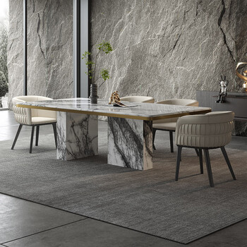 广东佛山家具餐桌 轻奢大理石餐桌长方形家用现代高端设计师进口奢石
