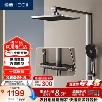 恒洁（HEGII）花洒淋浴套装Y58 除垢自洁方管卫生间花洒套装DMF956B-334C-SH