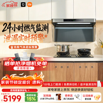 米家小米抽吸油烟机净烟机P2以旧换新家用大吸力上门安装【定时燃气灶套装】免拆洗MJ06CY