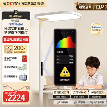童视界京东自研AI护眼大路灯全光谱可视落地台灯金黄光红光学习灯150W