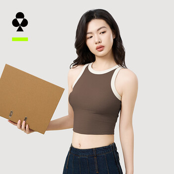 有棵树工字背心女罗纹棉质吊带内搭短款打底衫外穿美拉德 烂漫粉 M