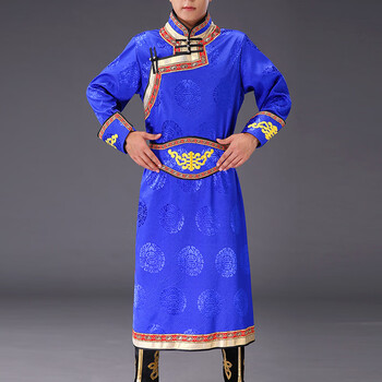 男蒙古服装男士蒙族传统长袍少数民族服男舞台表演服成人刺绣蒙古袍