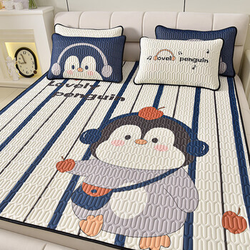 凉感丝大版空调席可水洗软席乳胶凉席三件套 休闲企鹅XP 1.5m床/150*200cm三件套