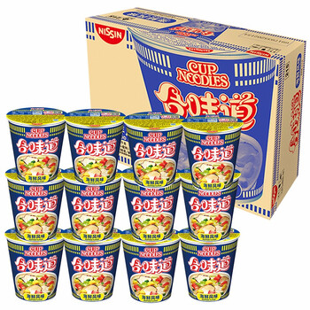 日清 合味道方便面整箱公仔面开杯乐海鲜杯面桶面泡面夜宵炒速食拌面 海鲜风味12杯
