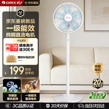格力（GREE）【价低头部主播8折】【花精灵Se】一级能效直流变频轻音节能遥控电风扇卧室落地扇静音家用风扇