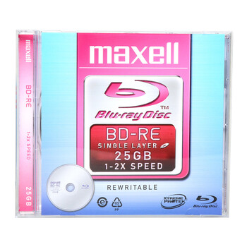 麦克赛尔（maxell）BD-RE光盘 刻录光盘 光碟 可擦写空白光盘 蓝光碟 25G台产 单片厚盒装